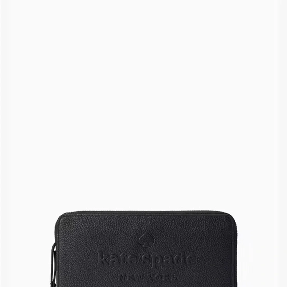 Kate Spade Black Leather Wallet Larchmont Avenue Logo Neda